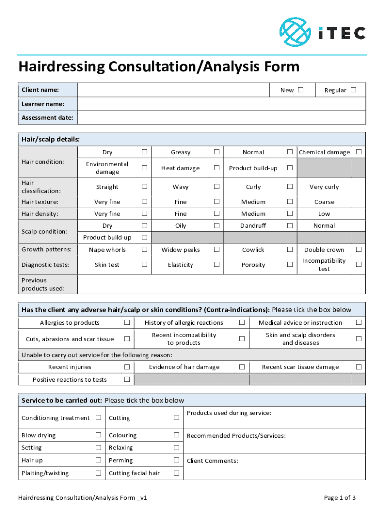  Hairdressing ConsultationAnalysis Form 2020-2024