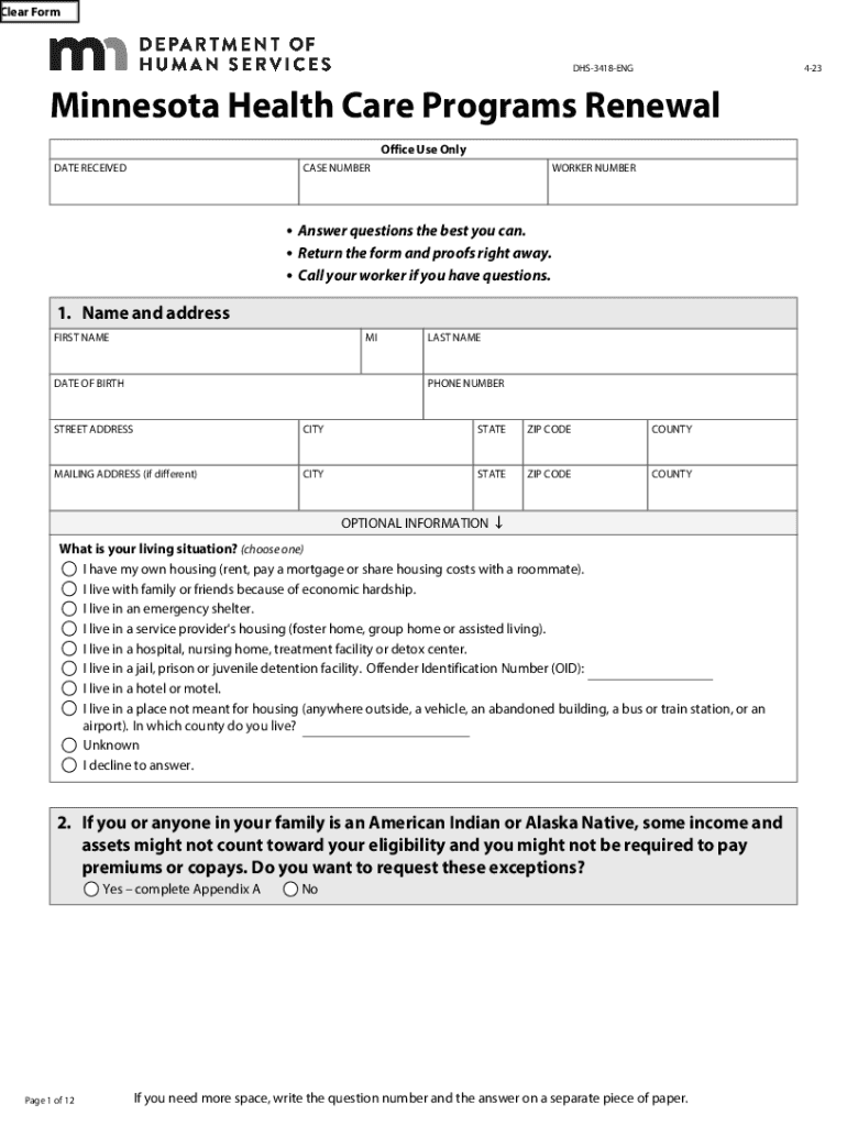  DHS 3418 ENG Minnesota Health Care Programs Renewal 2023-2024