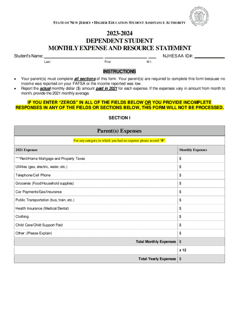  Your Parents Must Complete All Sections of This Form 2023-2024