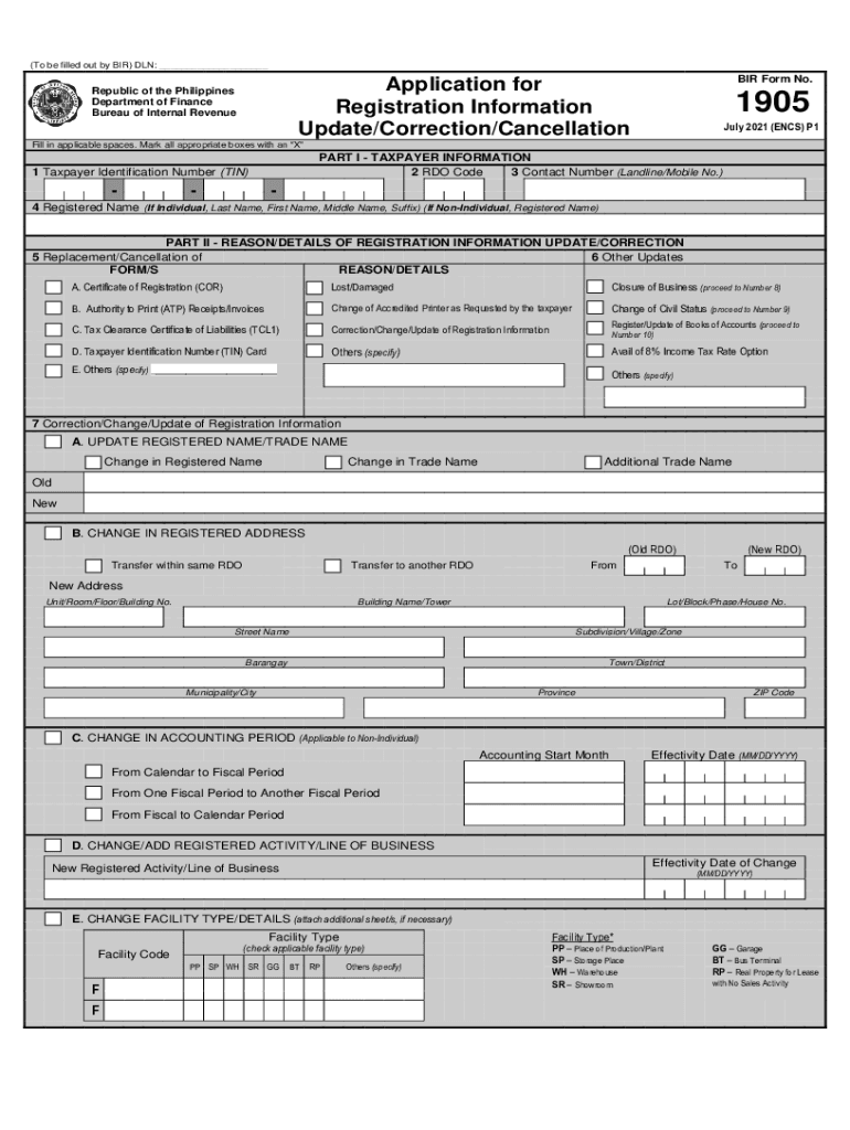  to Be Filled Out by BIR DAN 2021-2024