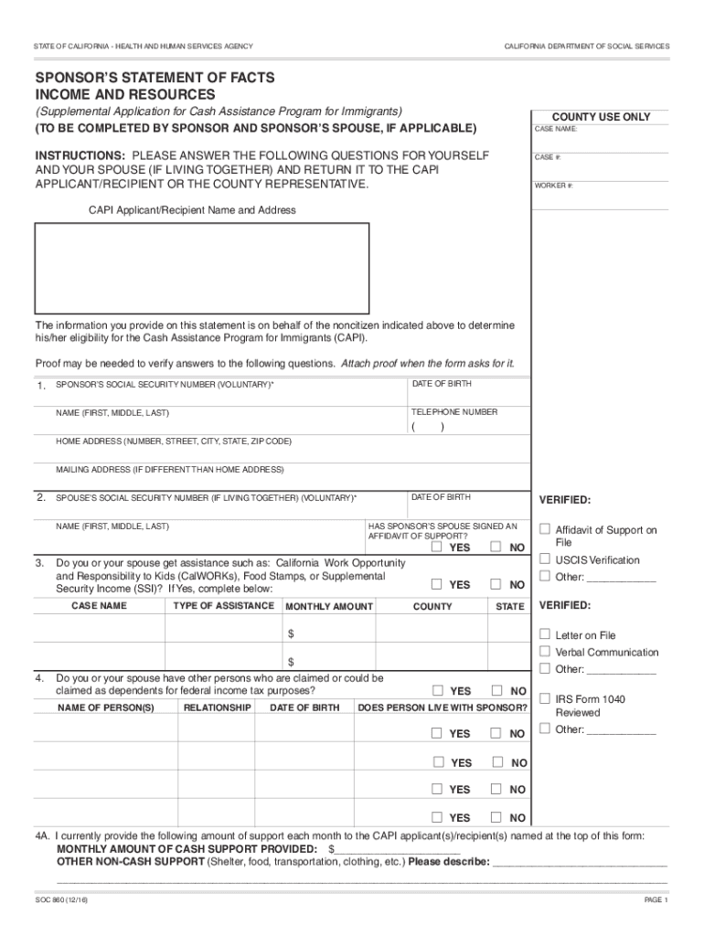 Cash Assistance Program for Immigrants CAPI the Basics  Form