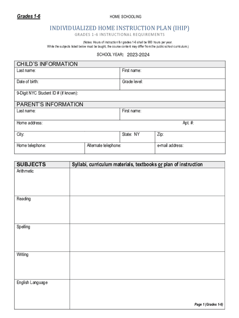  GRADES 1 6 INSTRUCTIONAL REQUIREMENTS 2023-2024