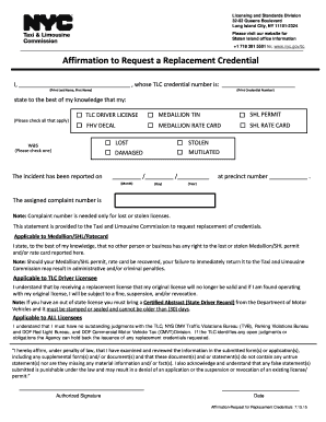 Tlc License Replacement Online  Form