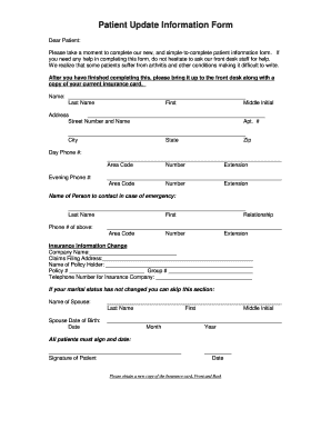 Patient Update Information Form