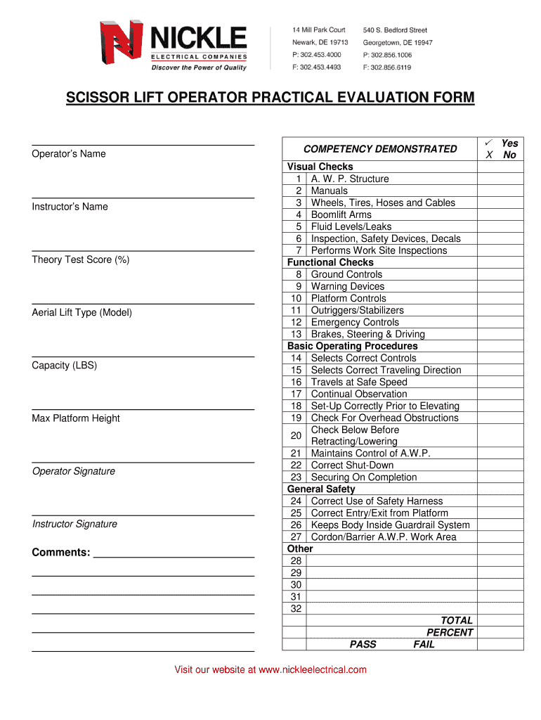 Areial Lift Pratical Exam  Form