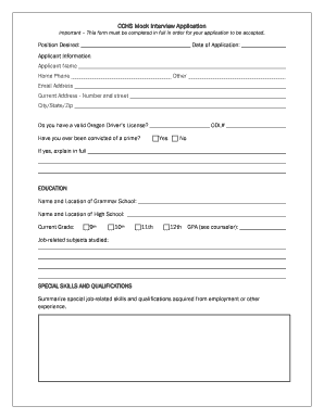 CCHS Mock Interview Application Important This Cchs Crookcounty K12 or  Form