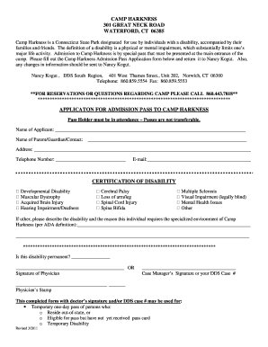 Camp Harkness Application  Form