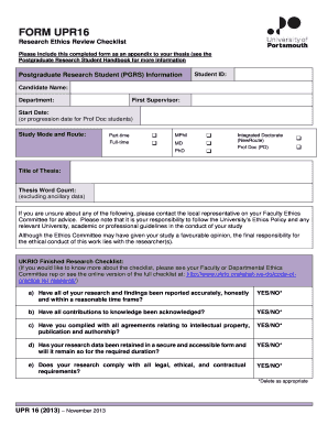  FORM UPR16 Portsmouth Ac 2013