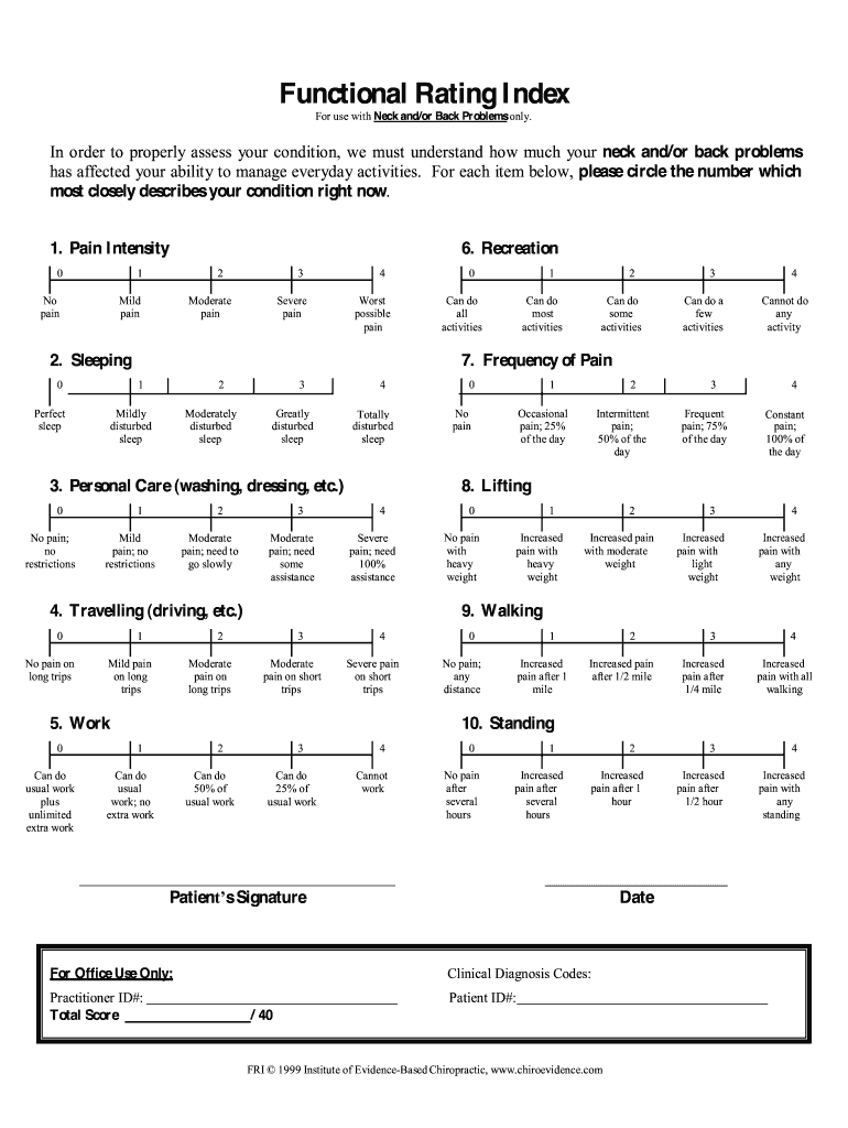 Functional Pain Scale PDF  Form