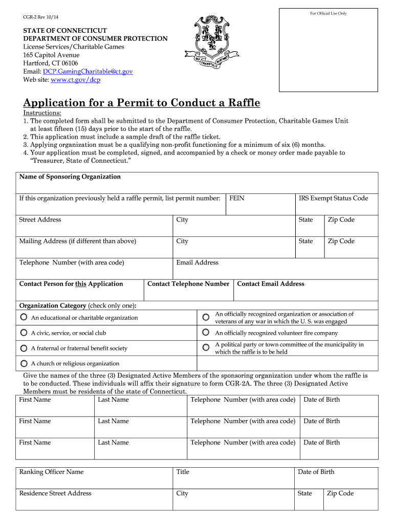 Application for a Permit to Conduct a Raffle CT Gov  Form