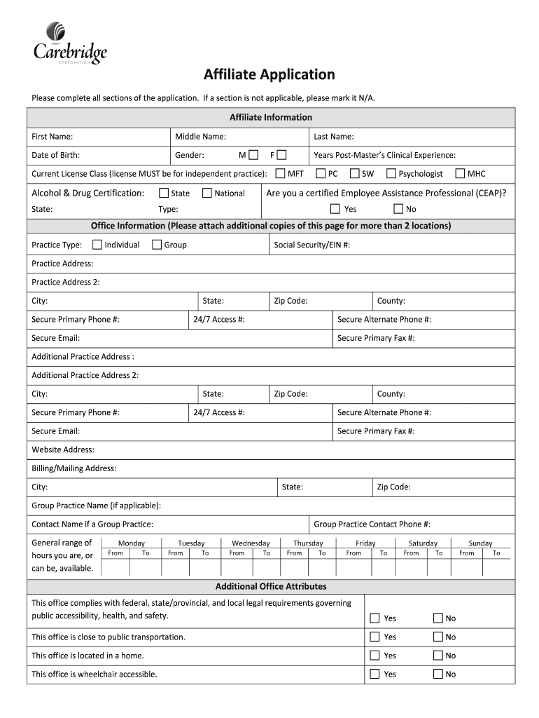 Carebridge Eap Credentialing  Form