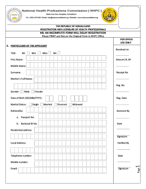 Nhpc Somaliland  Form