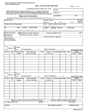 SOIL EVALUATION REPORT Dsps Wi  Form