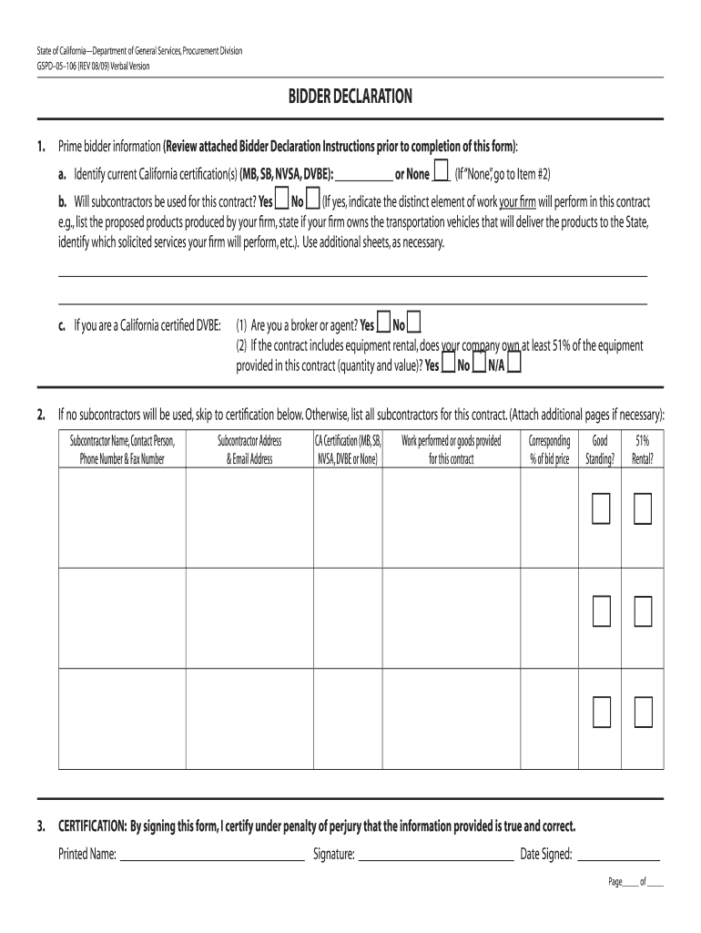 Gspd 05 Bidder Declaration Form