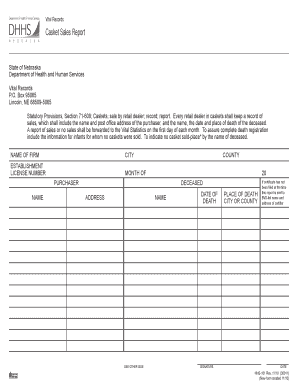 Casket Sales Report Dhhs Ne  Form