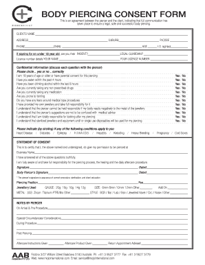 Piercing Consent Form - Fill Out and Sign Printable PDF Template | signNow