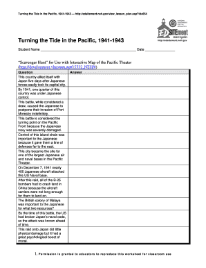Turning the Tide in the Pacific Worksheet Answer Key  Form