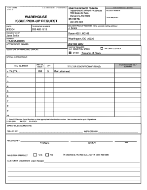 Document Pick Up Form