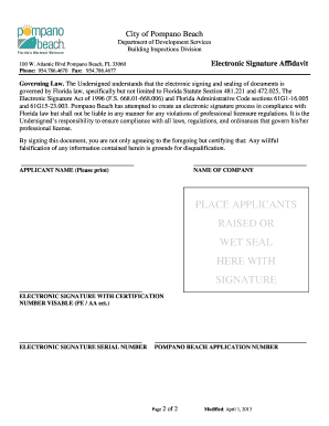 Signature Affidavit Guide Pompano Beach  Form