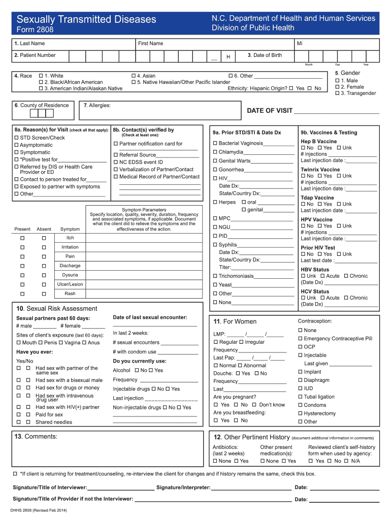  Dhhs Sexually Transmitted Diseases Form 2014