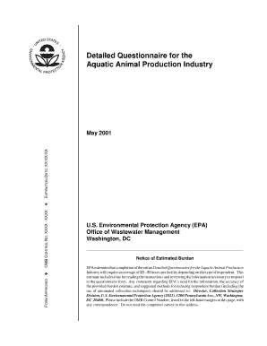 Detailed Questionnaire for the Aquatic Animal Production Industry Water Epa  Form