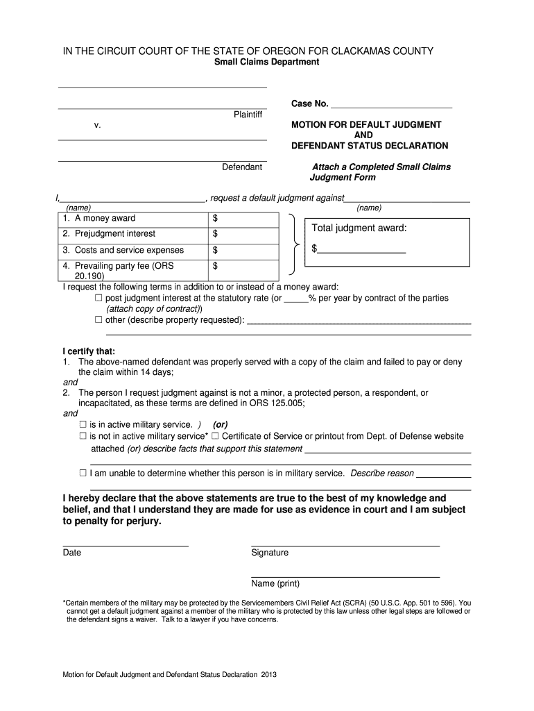 Legal Forms for Default Judgement