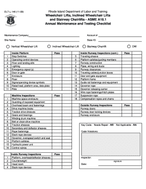 Wheelchair Checklist Template  Form