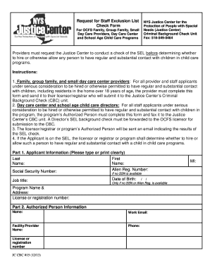  Request for Staff Exclusion List Check Form 2013