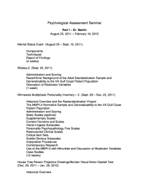 Psychological Assessment Seminar Psychological Assessment Seminar  Form