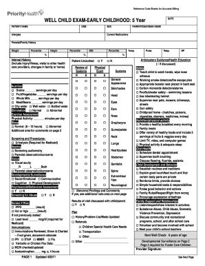 Well Child Physical Exam Template  Form