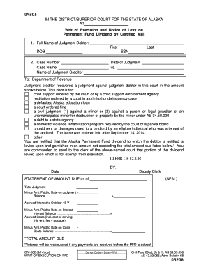  CIV 502 Writ of Execution on PFD 10 14 Civil Forms 2014