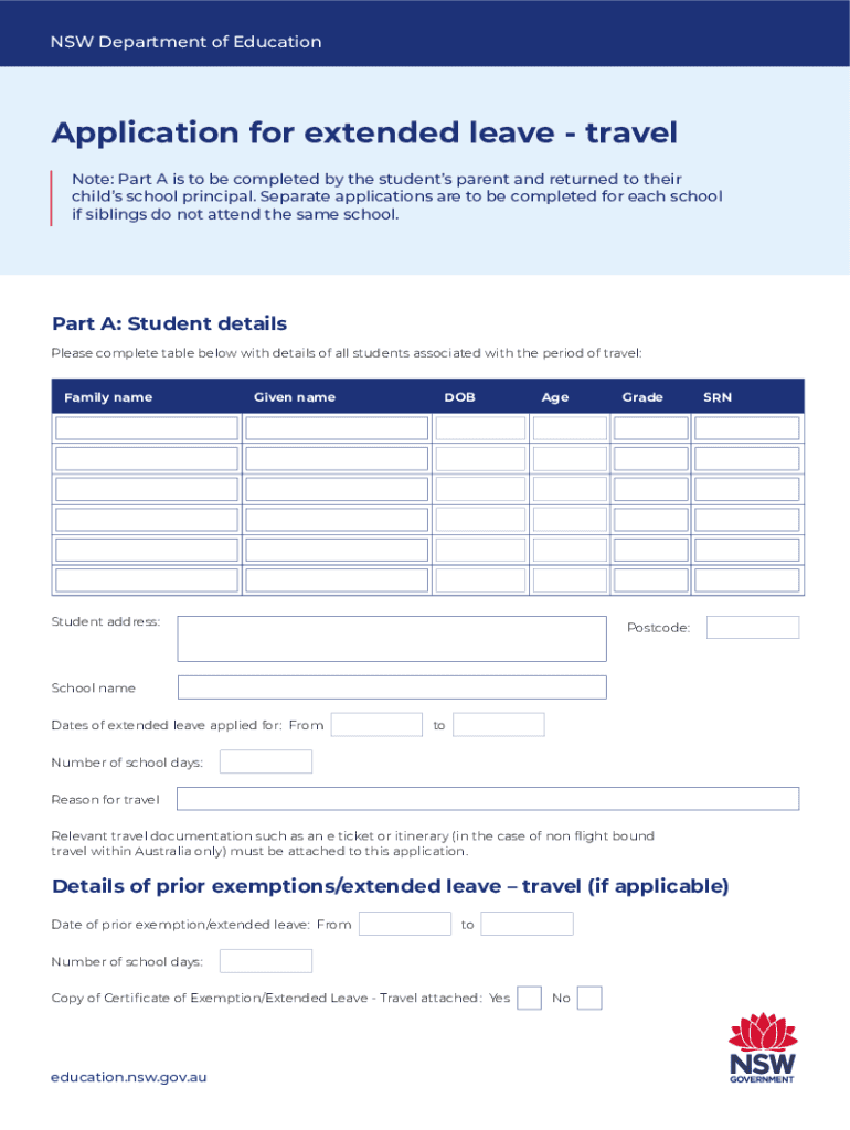  NSW Department of EducationApplication for Extende 2022-2024