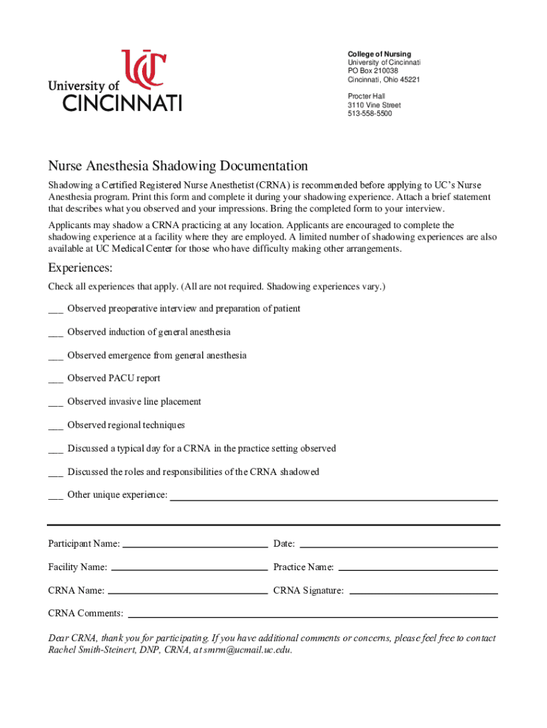  College of Nursing University of Cincinnati PO Box 2023-2024