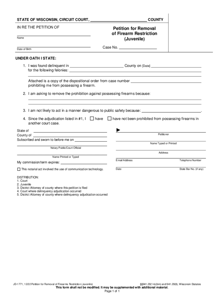 JD 1771 Form Summary