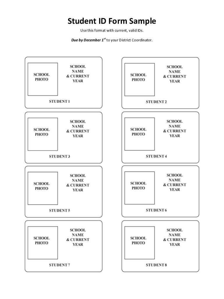 Student ID Form Sample