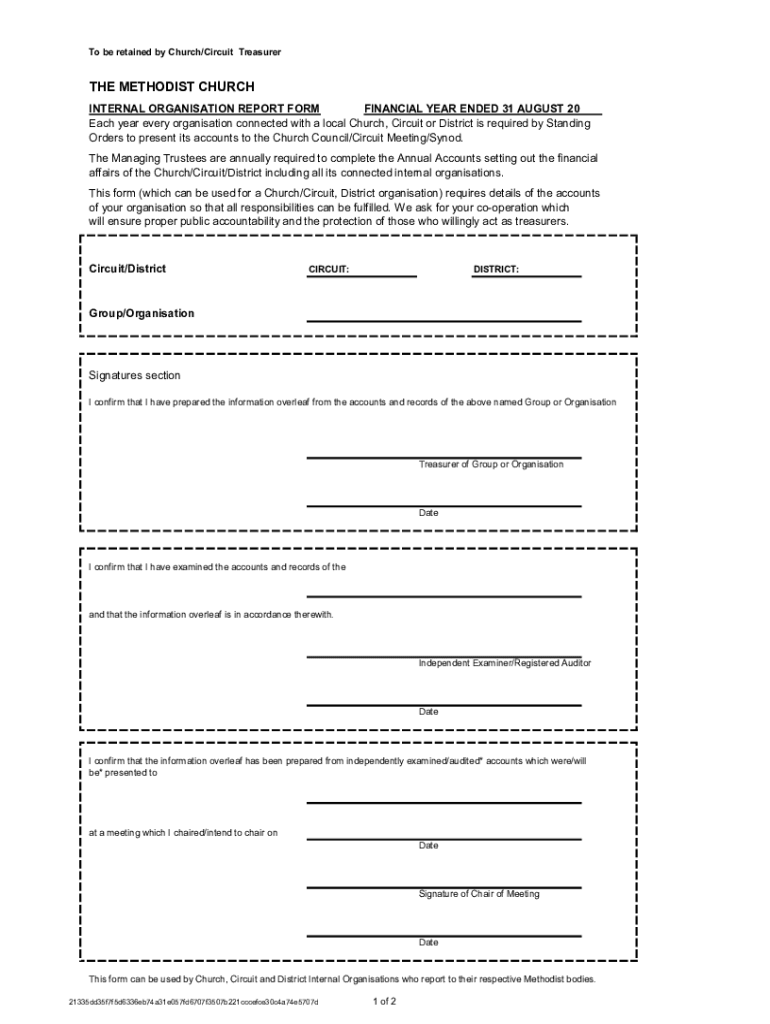  Get Methodist Church Internal Organisations Report Form 2023-2024