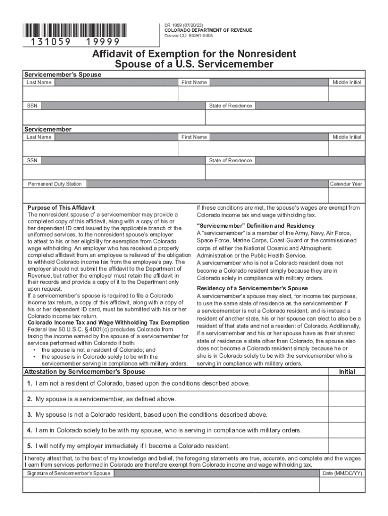 *13105919999*DR 1059 072023 COLORADO DEPARTMEN  Form