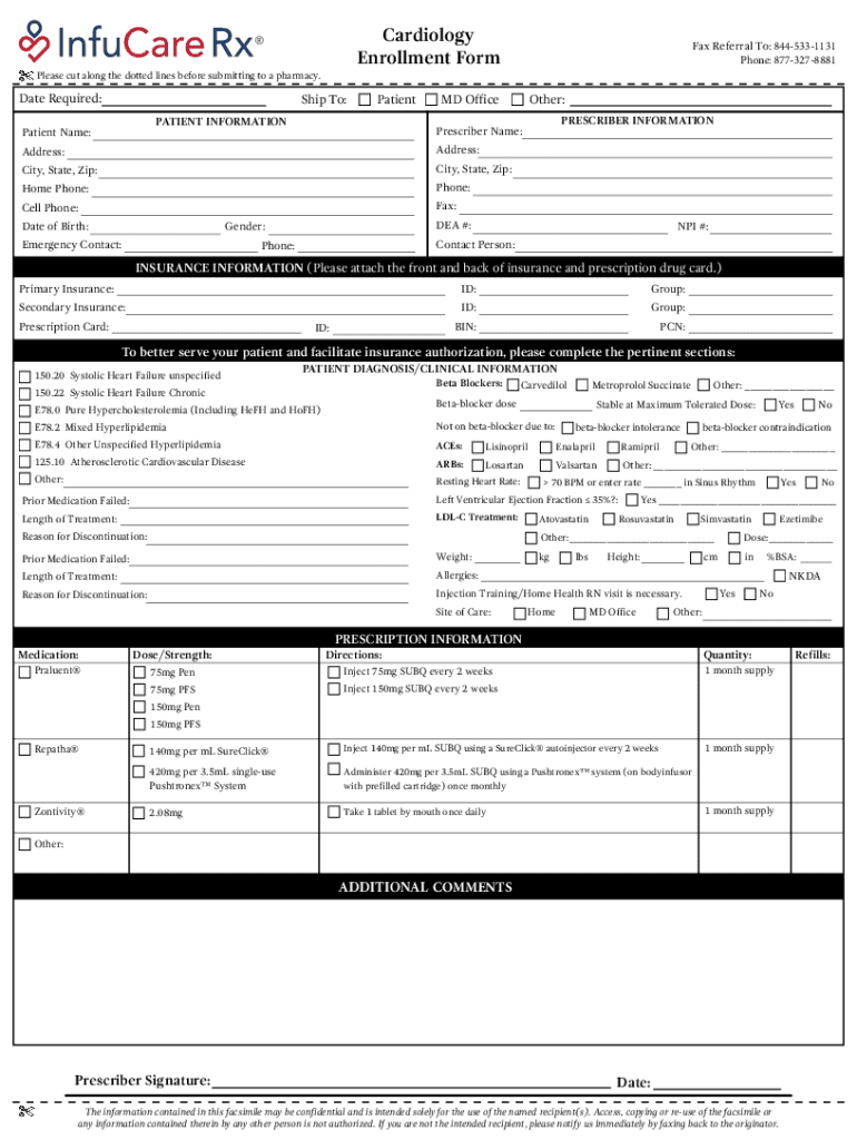 Fax Form Hypercholesterolemia Cardiology