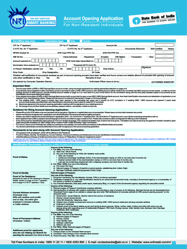 SBIAccount Opening Application 7 7 Cdr  Form