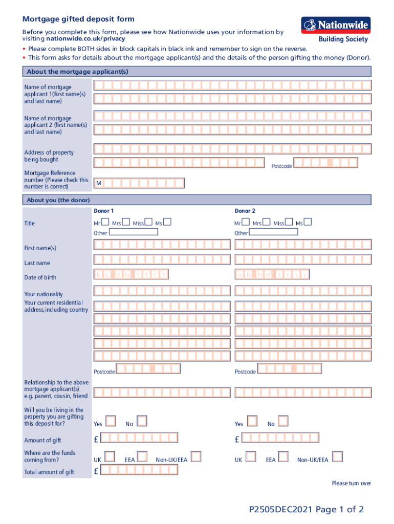  Nationwide Gifted Deposit Form Fill Out &amp;amp; Sign Online 2021-2024