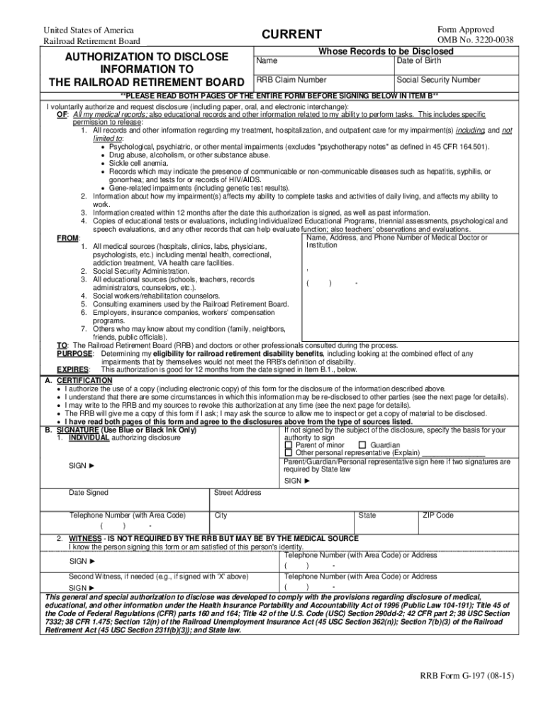 Form G 197 Authorization to Disclose Information