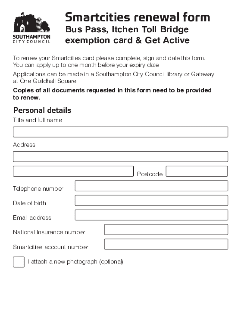  Renew Bus Pass Southampton Form Fill Out and Sign 2023-2024