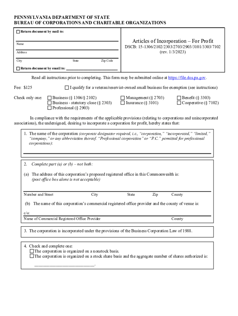  DOS BCCO Art of Incorpation for Profit 2023-2024