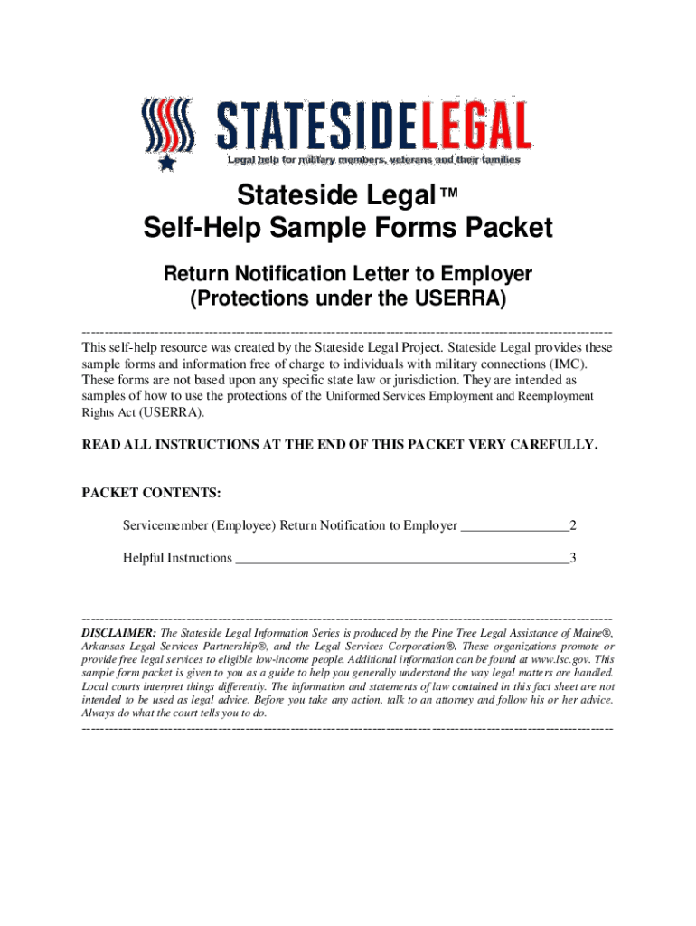  Fillable Online Statesidelegal Self Help Sample Letter Packet 2018-2024