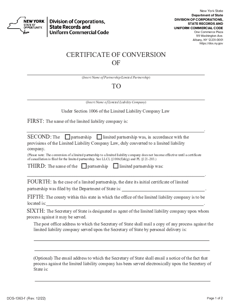 Certificate of Amendment of Articles of Org Domestic LLC  Form
