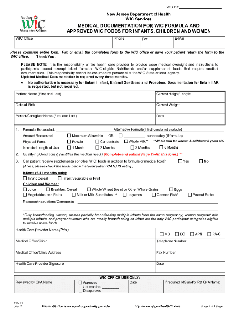 WIC 11 Dot  Form