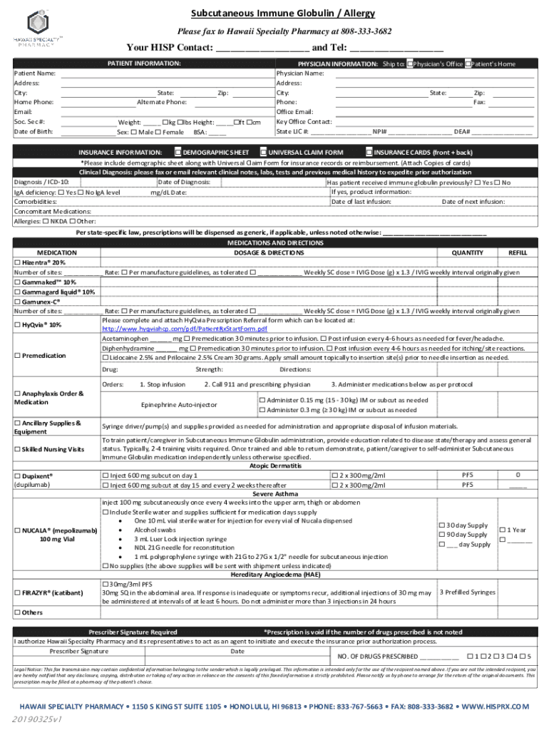 Immune Globulin Therapy Enrollment Form