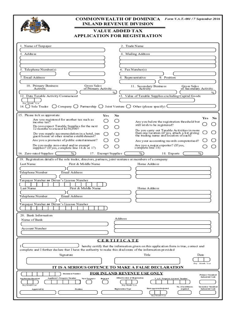 Visio Vat 001 Application for Registration OCt 25 Vsd  Form