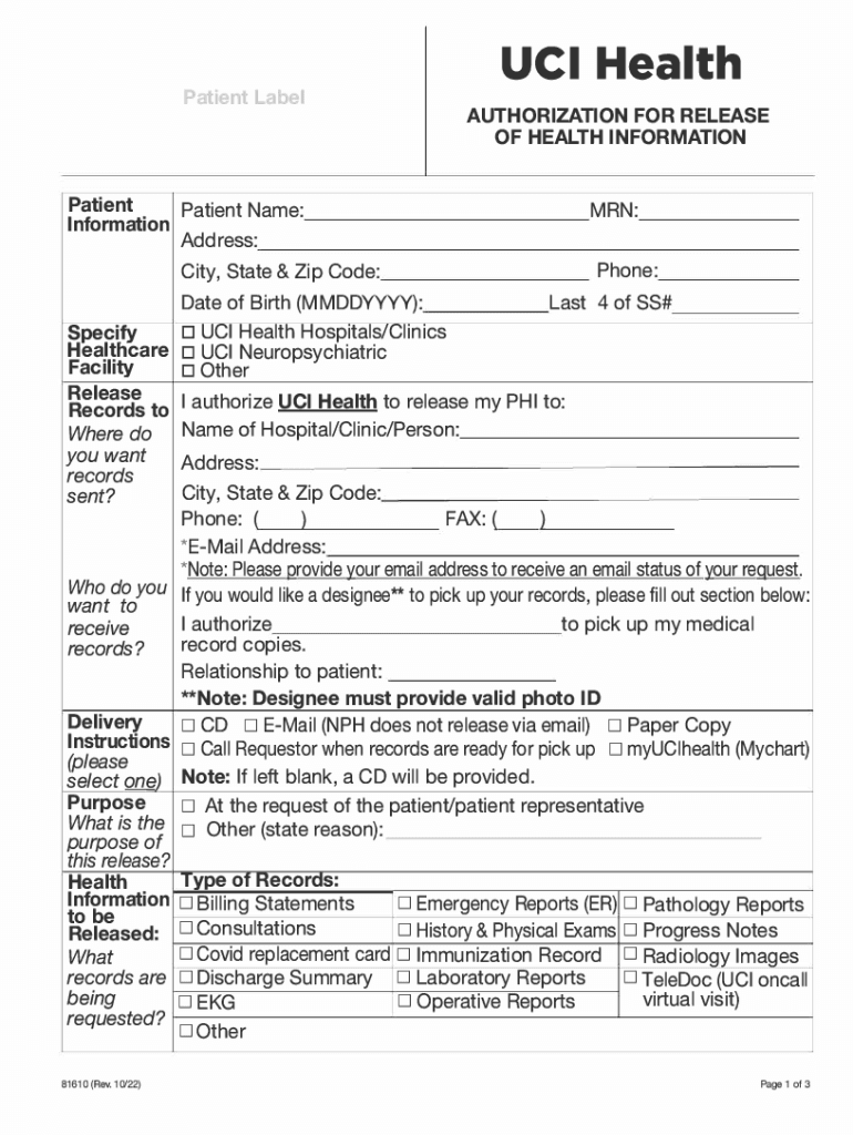  Medical Records Authorization Form English 102022 PDF 2022-2024