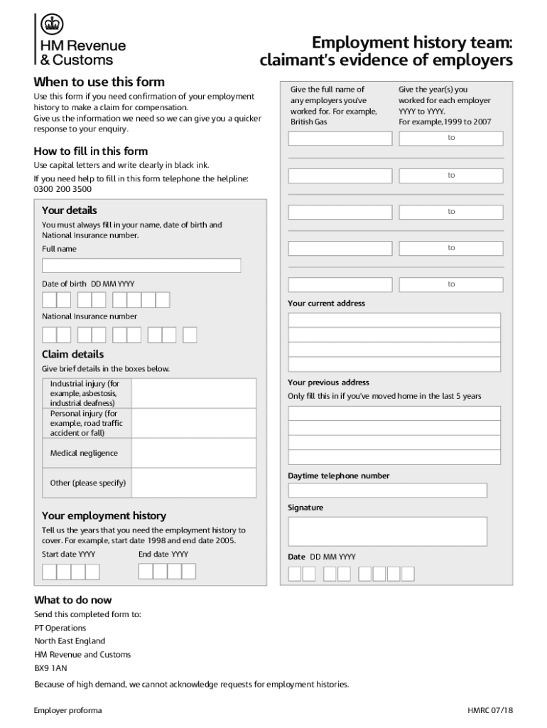  Employment History Team Claimant&#039;s Employment History 2018-2024